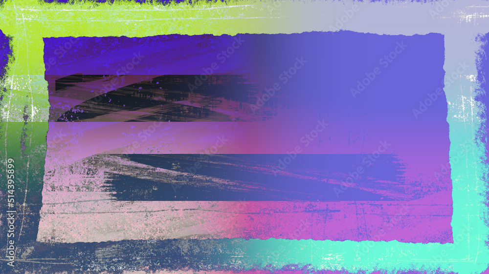 Abstract neon gradient grunge border background image.