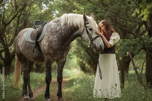 Beautyful woman with horse on nature  © Maksym Dykha