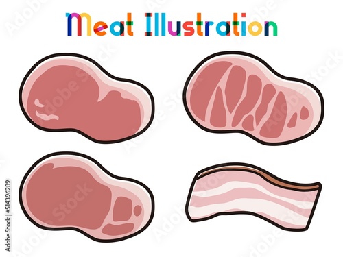 シンプルなかわいい肉のイラストセット