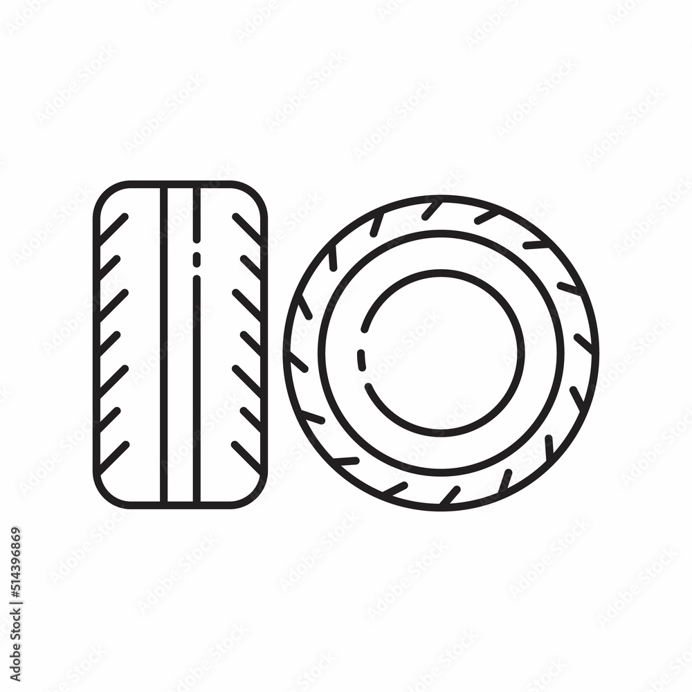 Tire line icon. illustrations to indicate product categories in the online auto parts store. Car repair.