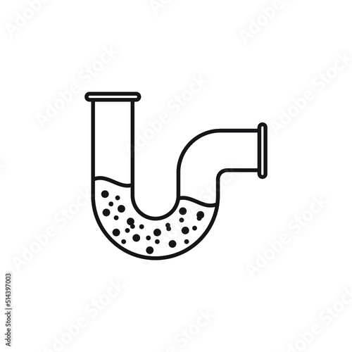 Clogged Pipe Icon, Blocked Drain Art Illustration