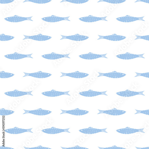 Fish Seamless pattern. Fish Cartoon doodle, Vector illustration