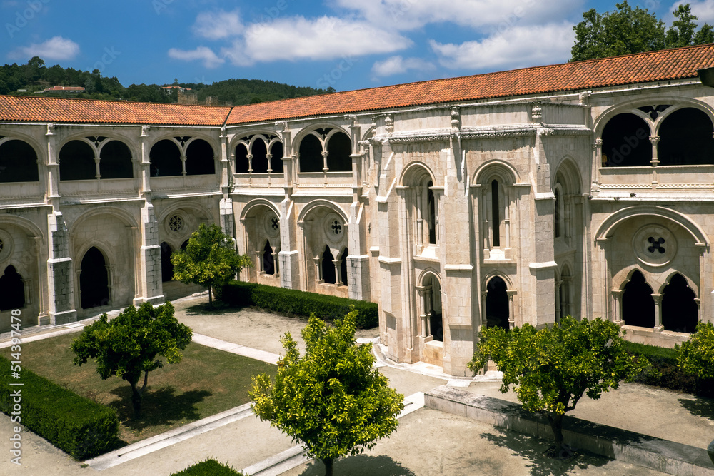 Fototapeta premium The details of medieval baroque architecture and the facade of gothic monastery in Portugal