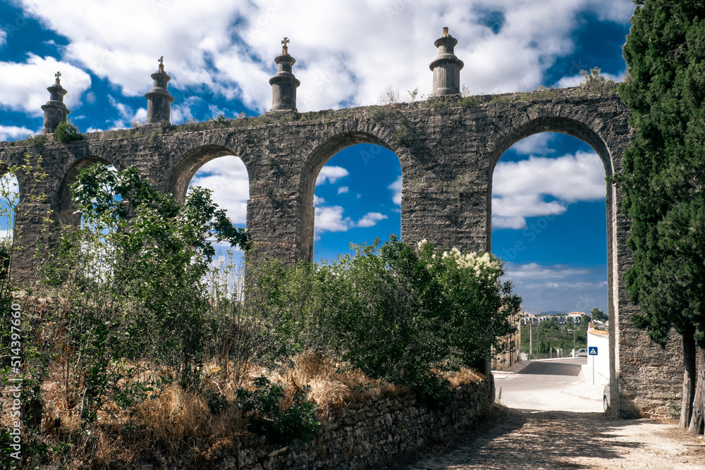 Roman aqueduct dos Pegoes Altos in Tomar, Portugal, is named after place where come the waters from. Its medieval arch construction was built to serve water to the templars abbey Convent of Christ