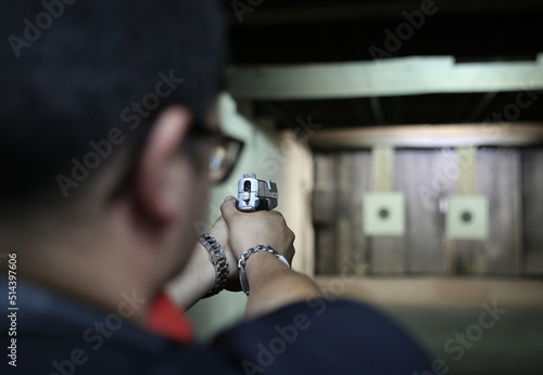Принти на полотні Weapon bullseye target training in a shooting club