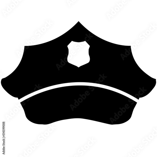 policeman peaked cap icon on white background. police service cap sign. flat style.