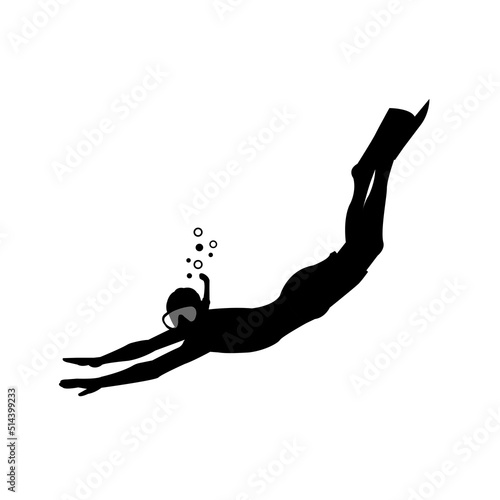 Vector illustration with summer vacation as a motif ( silhouette man snorkeling )