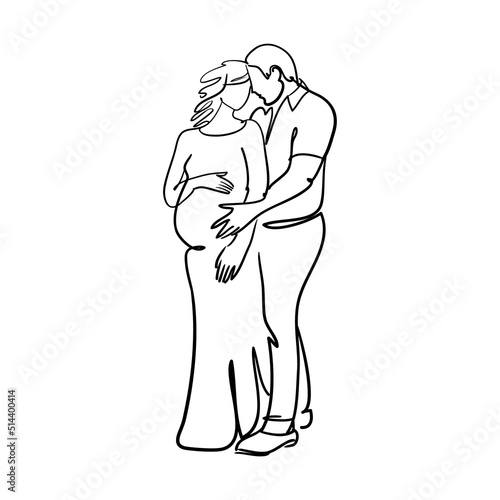 Man and pregnant woman. Stock vector illustration isolated on white background.