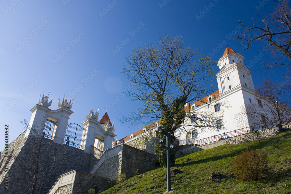 Fortifications of Bratislava Castle in sunny day	
