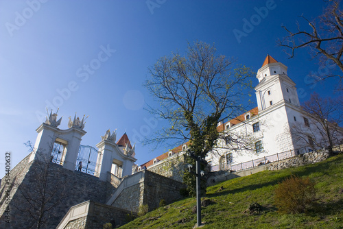 Fortifications of Bratislava Castle in sunny day 