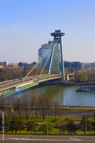 View of new bridge and Danube river in Bratislava