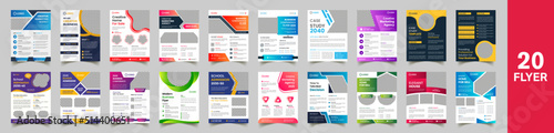 a bundle of 20 templates a4 size, Corporate business flyer template set, modern, business, real estate, marketing, conference,  school admission, case study, house sale, flyer design template