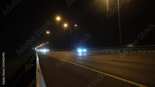 Car track night under the lights.