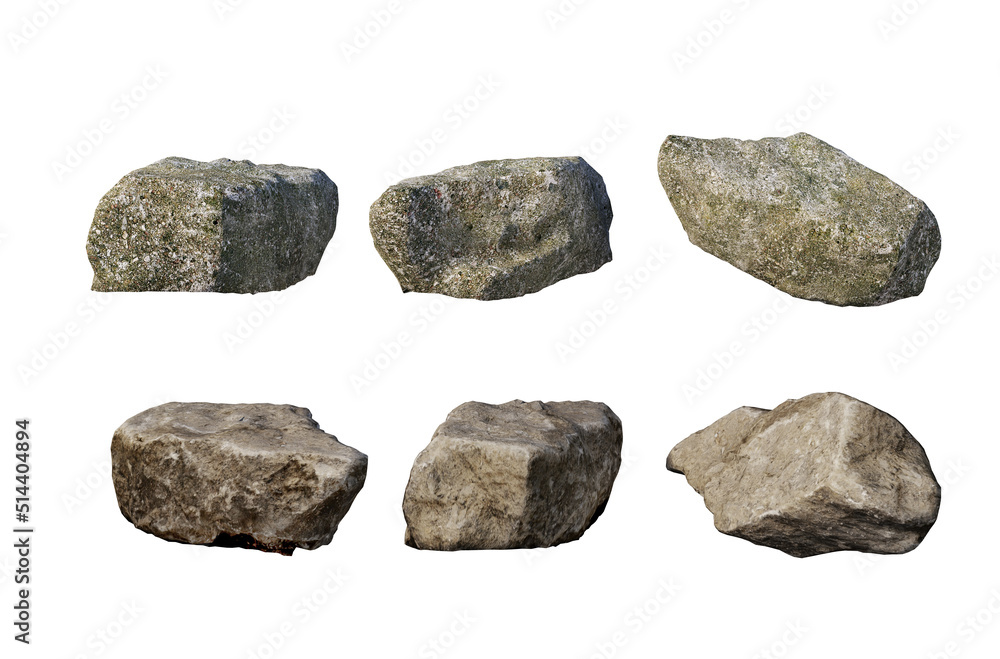 Rocks and rough surfaces on a white background Rocks and rough surfaces on a white background