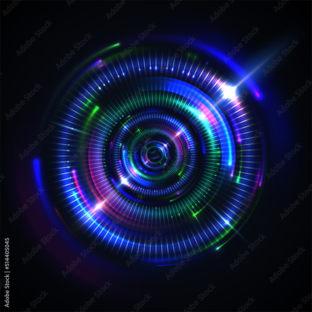 Abstract glowing tech background with round elements
