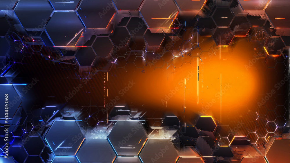 Obraz premium Modern hi-tech background with pentagonal honeycomb structures