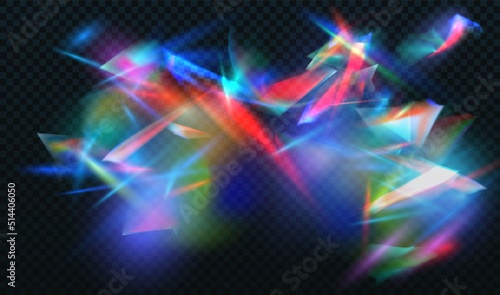 Rainbow Prism Vector Transparent Background. Morion light effect. Light Flare Glint Poster. Shine Glare Glamour Illustration. Glow Abstract Spectrum Branch