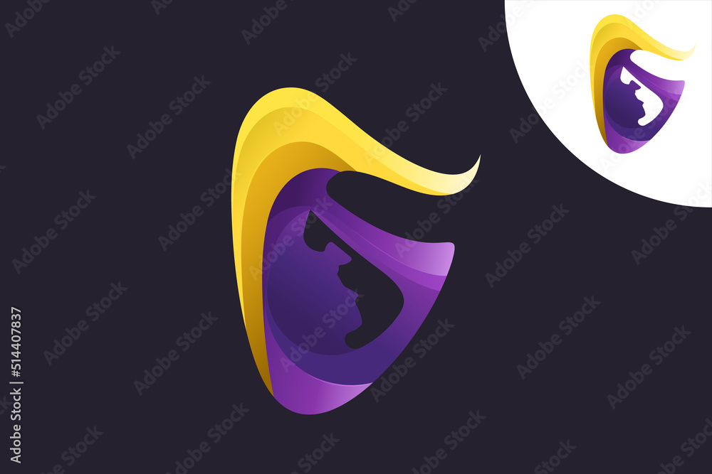 Letter G logo in yellow and purple. Explore cave sport adventure logo Letter G logo in yellow and purple. Explore cave sport adventure logo