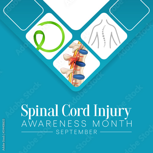 Spinal Cord injury awareness month is observed every year in September, individuals with SCI often overcome the challenges of their condition and go on to lead normal, happy lives. Vector illustration