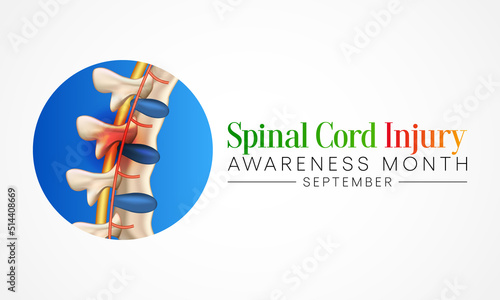 Spinal Cord injury awareness month is observed every year in September, individuals with SCI often overcome the challenges of their condition and go on to lead normal, happy lives. Vector illustration
