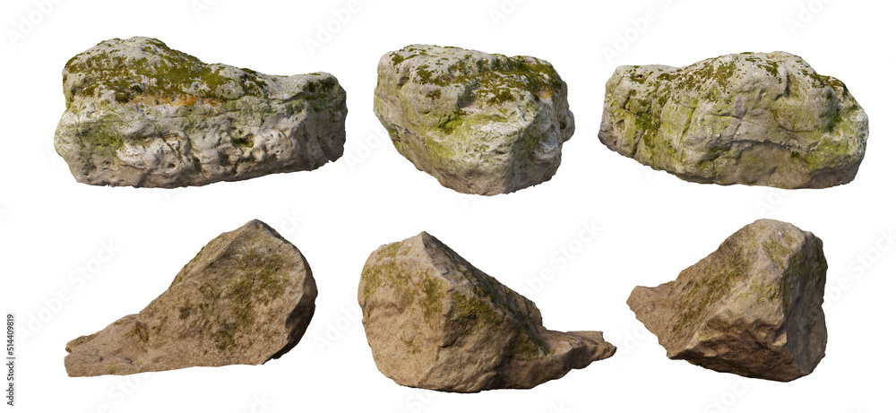 Rocks and rough surfaces on a white background Rocks and rough surfaces on a white background