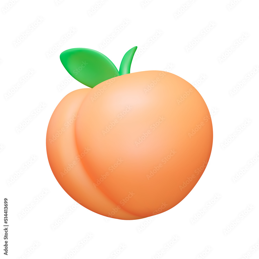 Peach 3d icon. Isolated object on a transparent background Peach 3d icon. Isolated object on a transparent background