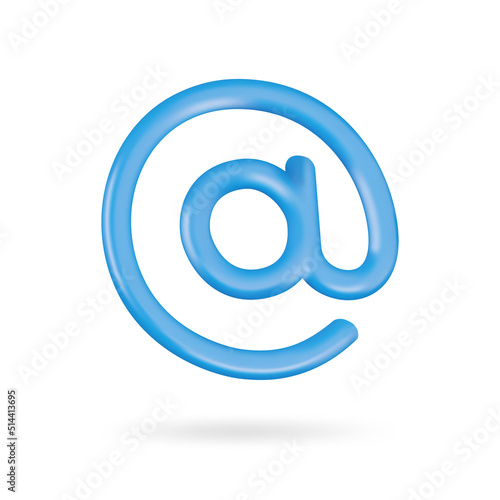 At sign address, email 3d icon. Isolated object on a transparent background