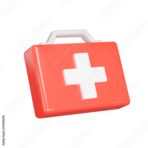 Medical kit 3d icon. First aid. Isolated object on a transparent background