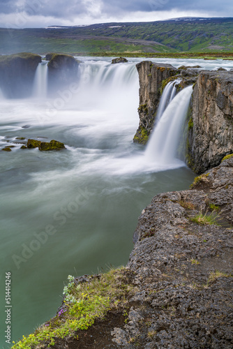 icelandic landscape waterfall and lake 