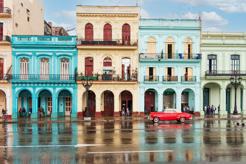 colorful houses in the streets of havana on a rainy day © Michael Barkmann