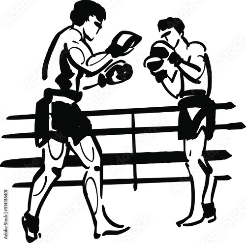 silhouette of Thai kickboxers fighting