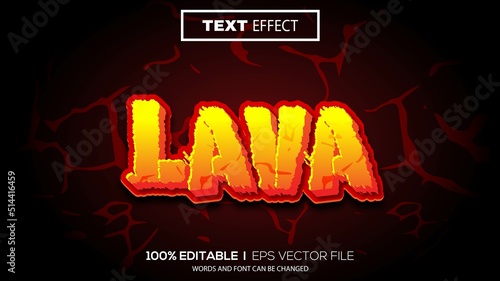 3d editable text effect lava theme premium vector