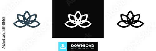 lotus outline icon, black lotus outline icon, white lotus outline icon, lotus icon. (ID: 514418463)