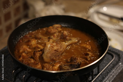 Chicken Karahi in pan or karahi desi food photography