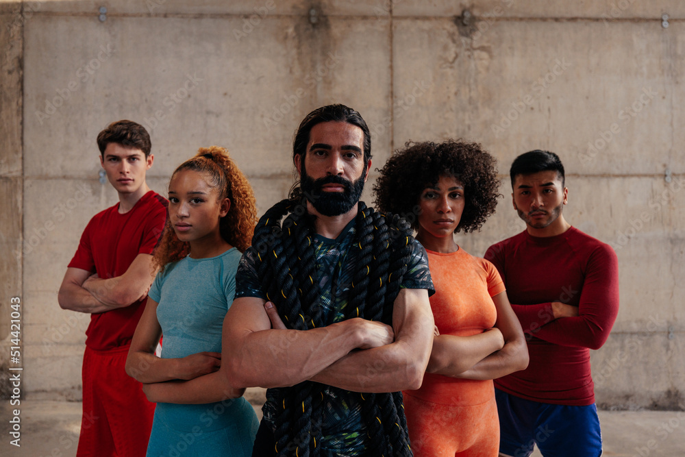 Obraz premium Determined athletic team power posing