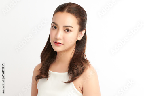 Beautiful young asian woman with clean fresh skin on white background  Face care  Facial treatment  Cosmetology  beauty and spa  Asian women portrait.