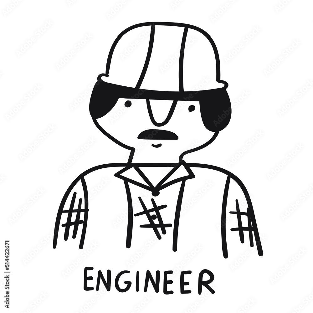 Engineer. Outline icon. Vector illustration on white background.