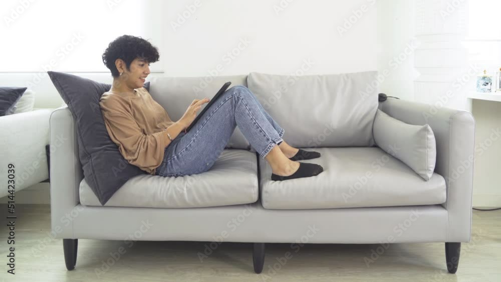 Portrait of business Asian woman, person working online at home or house, using a computer laptop notebook, technology device. People lifestyle. Portrait of business Asian woman, person working online at home or house, using a computer laptop notebook, technology device. People lifestyle.