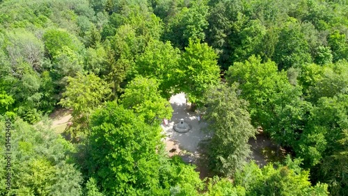 Fly over border point of Austria, Slovenia and Hungary. Place where 3 countries border meet. photo