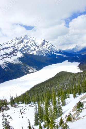 Frozen Peyto Lake from Upper Viewpoint, Alberta, Canada
