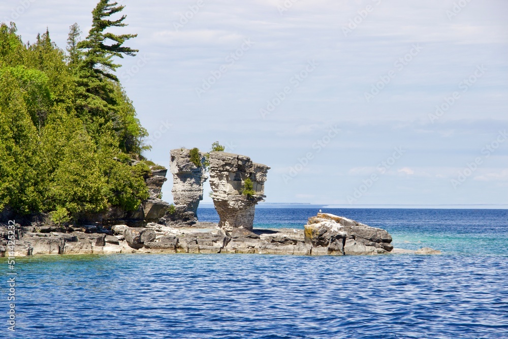 Flowerpot rock formations on Flowerpot Island, Lake Huron