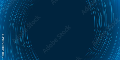 Dark Blue Moving, Flowing Stream of Particles in Curving, Circulating Lines - Digitally Generated Futuristic Abstract 3D Geometric Striped Background Design, Generative Art in Editable Vector Format