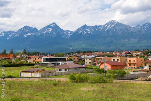 Townscape of Poprad, Slovakia, with mountains in the background photo