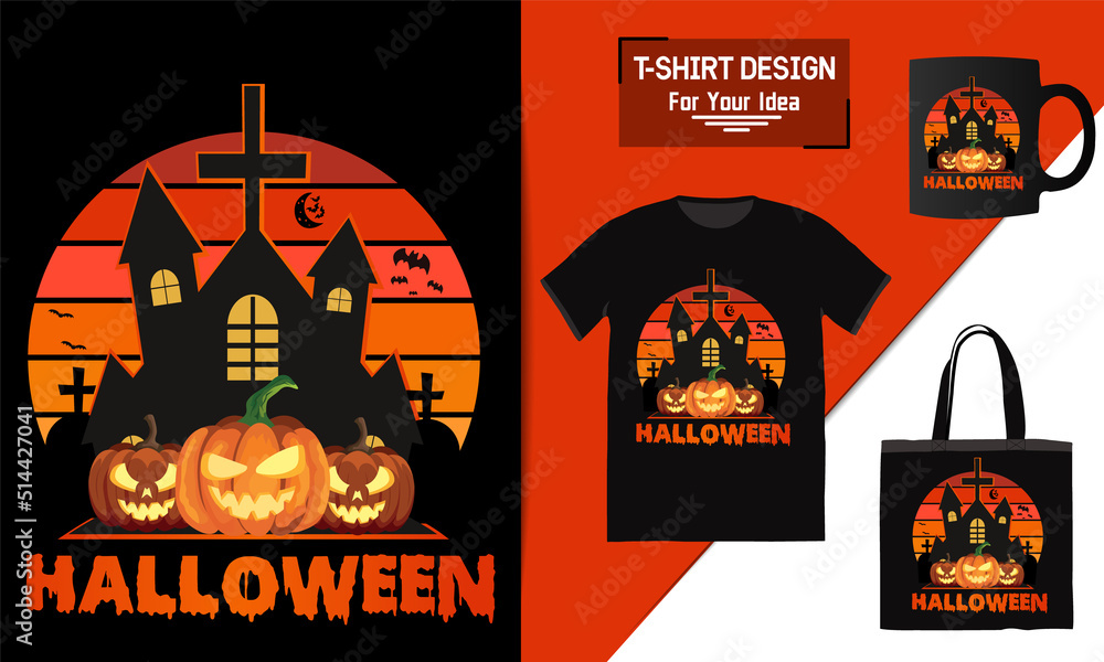 Happy Halloween T-Shirt Design vector template design typography element 