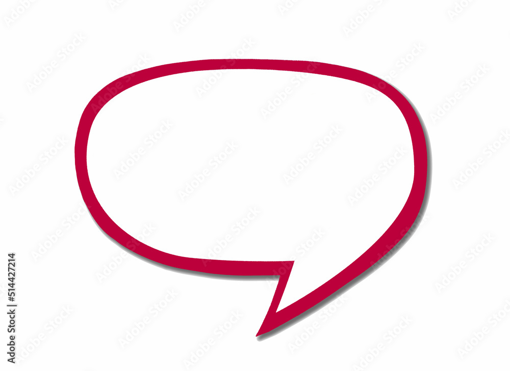 Naklejka premium Red speech bubble as a cloud with border isolated on empty white background.