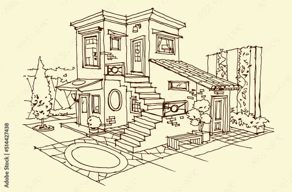 sketch of the house vector for architecture idea, concept design, illustration