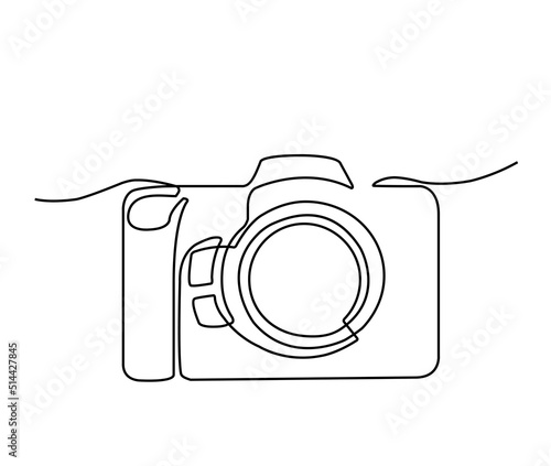 Digital camera one line illustration. Continuous line minimal drawing design vector