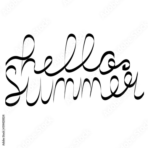 Brush lettering composition.Phrase Hello Summer. Vector illustration EPS10