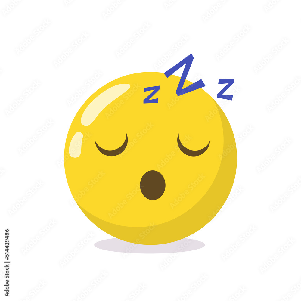 Sleeping emoticon isolated on white background. Relaxing emoji with closed eyes. Social communication and internet chatting vector sign. Vector stock Sleeping emoticon isolated on white background. Relaxing emoji with closed eyes. Social communication and internet chatting vector sign. Vector stock