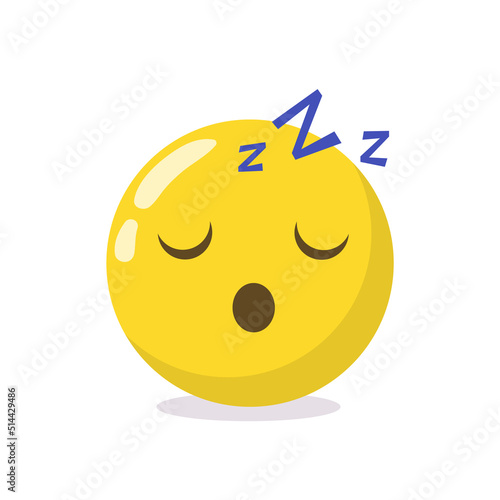 Sleeping emoticon isolated on white background. Relaxing emoji with closed eyes. Social communication and internet chatting vector sign. Vector stock
